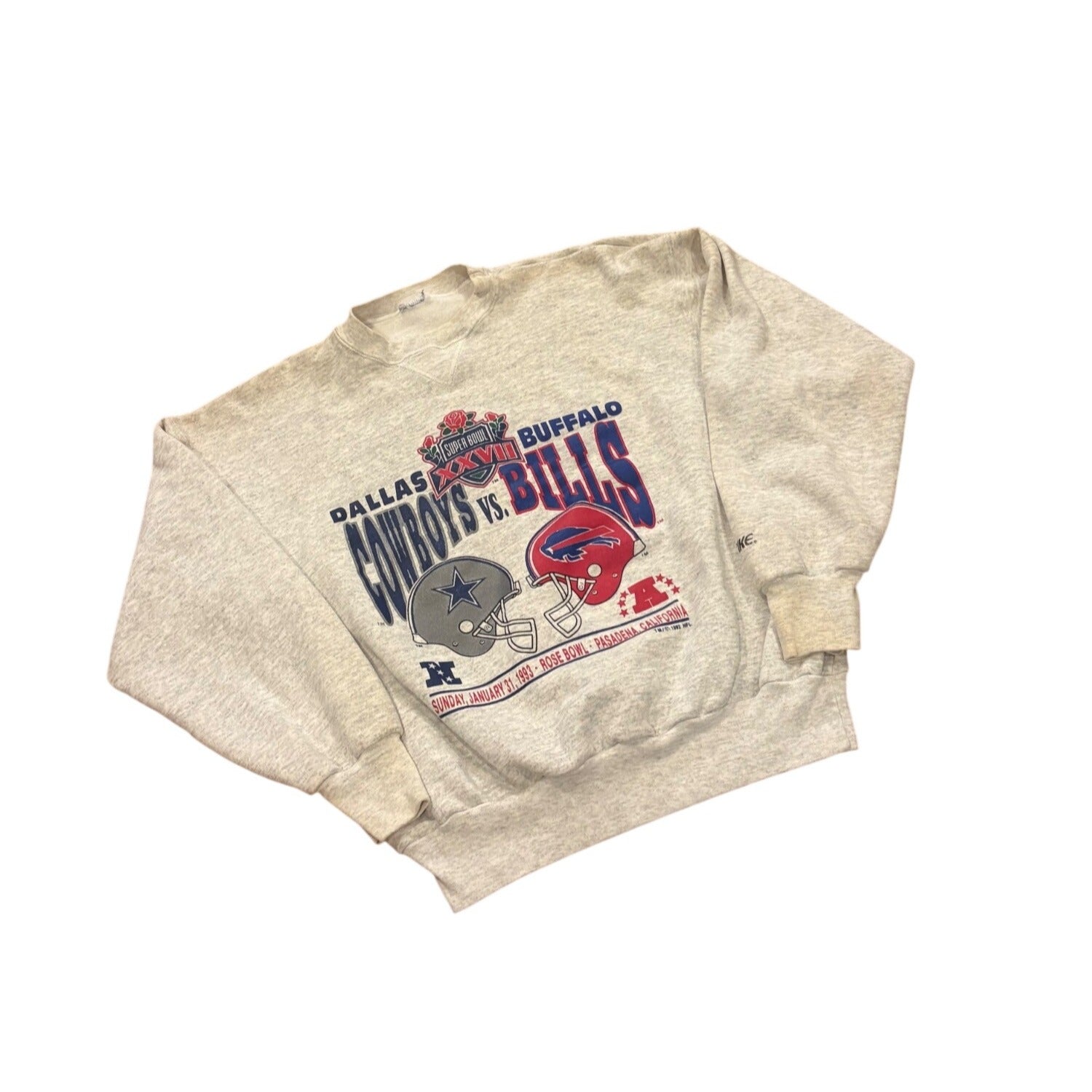 Vintage Super Bowl XXVII Dallas Cowboys vs Buffalo Bills Matchup Sweatshirt XL