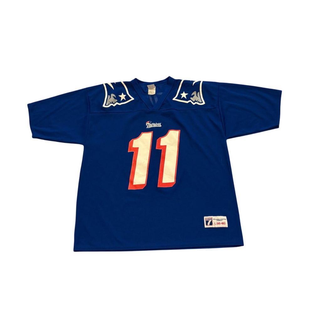 Vintage 90's Logo 7 New England Patriots Drew Bledsoe #11 NFL Jersey Large