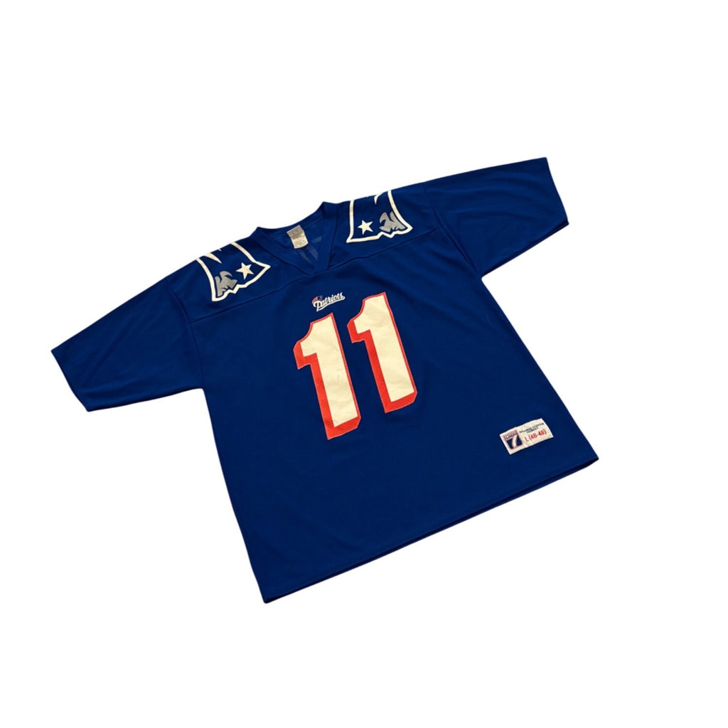 Vintage 90's Logo 7 New England Patriots Drew Bledsoe #11 NFL Jersey Large