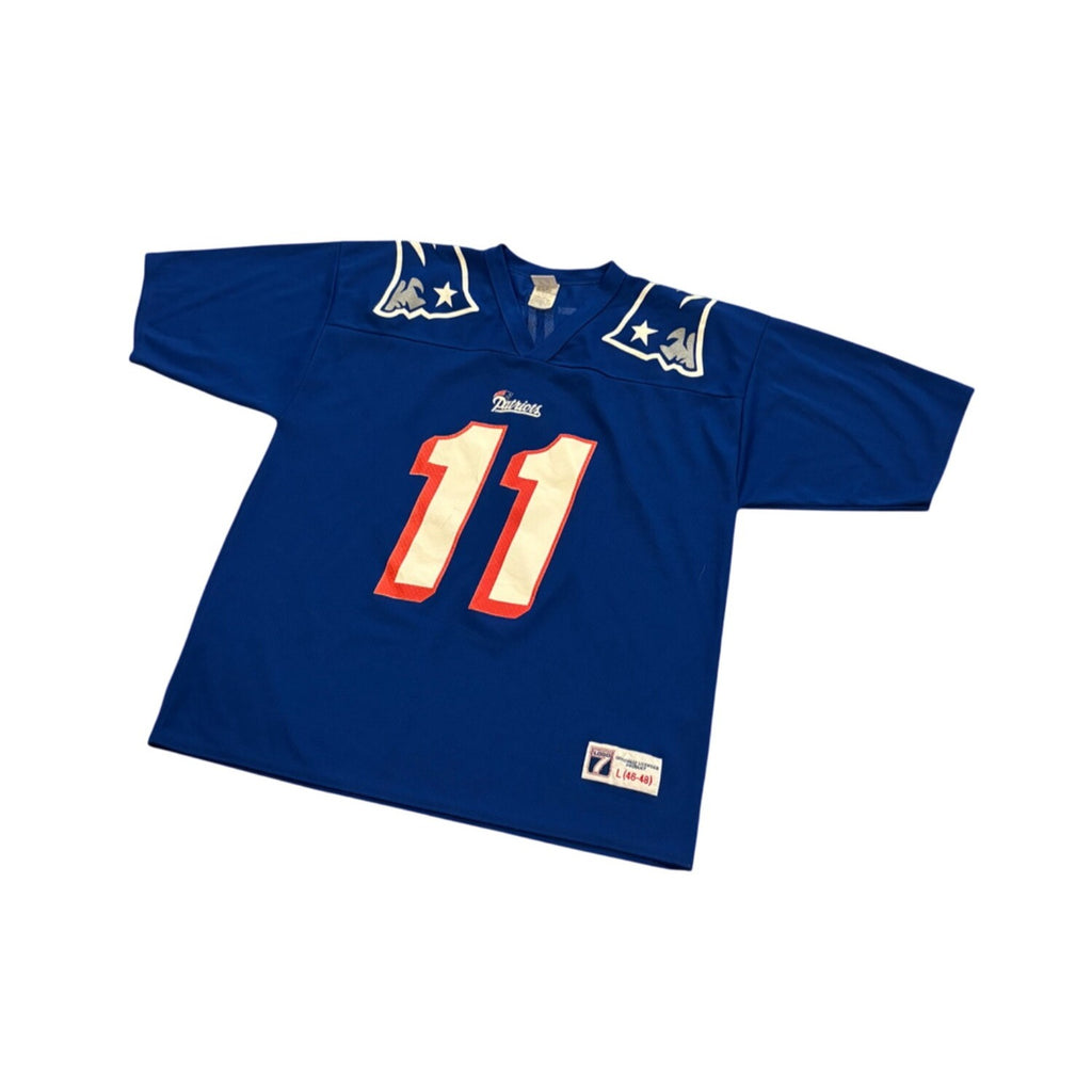 Vintage 90's Logo 7 New England Patriots Drew Bledsoe #11 NFL Jersey Large