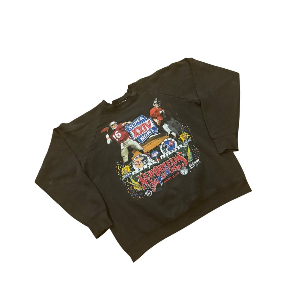 Vintage Salem Sportswear Super Bowl XXIV 49ers vs Broncos Matchup Sweatshirt 2XL