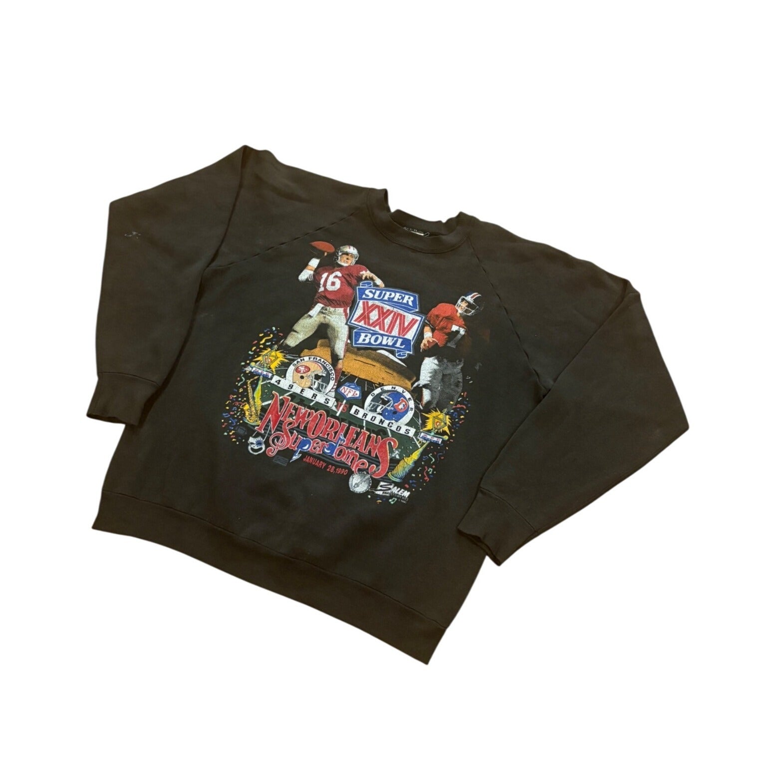 Vintage Salem Sportswear Super Bowl XXIV 49ers vs Broncos Matchup Sweatshirt 2XL