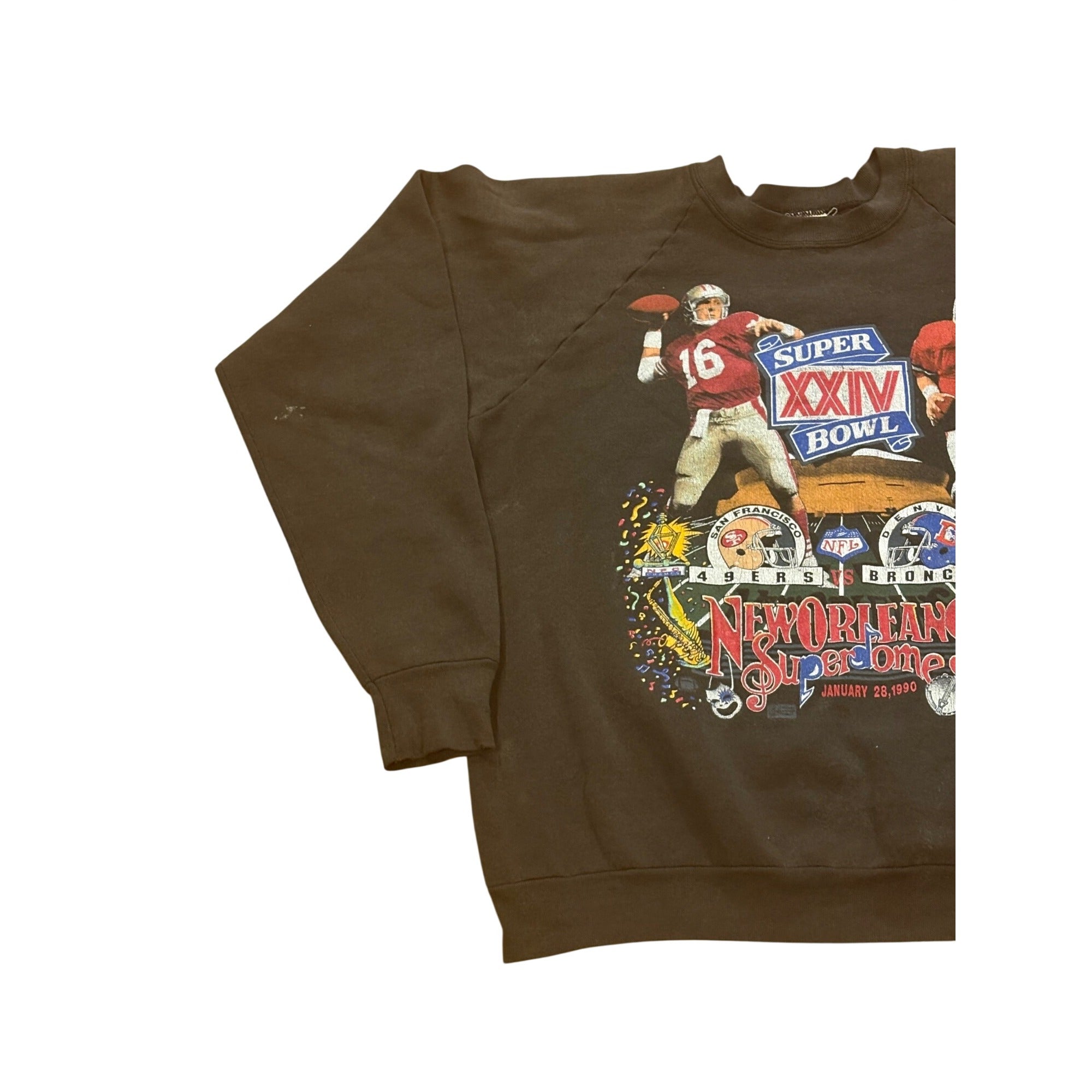 Vintage Salem Sportswear Super Bowl XXIV 49ers vs Broncos Matchup Sweatshirt 2XL