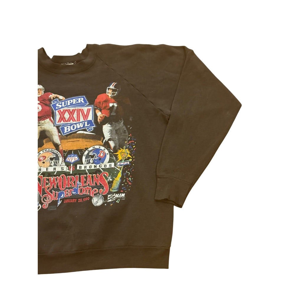 Vintage Salem Sportswear Super Bowl XXIV 49ers vs Broncos Matchup Sweatshirt 2XL