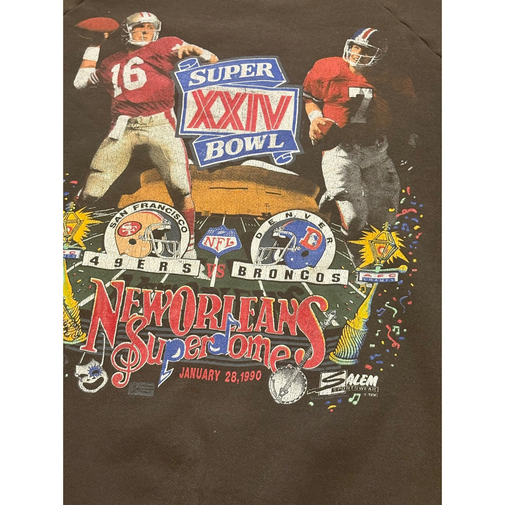 Vintage Salem Sportswear Super Bowl XXIV 49ers vs Broncos Matchup Sweatshirt 2XL