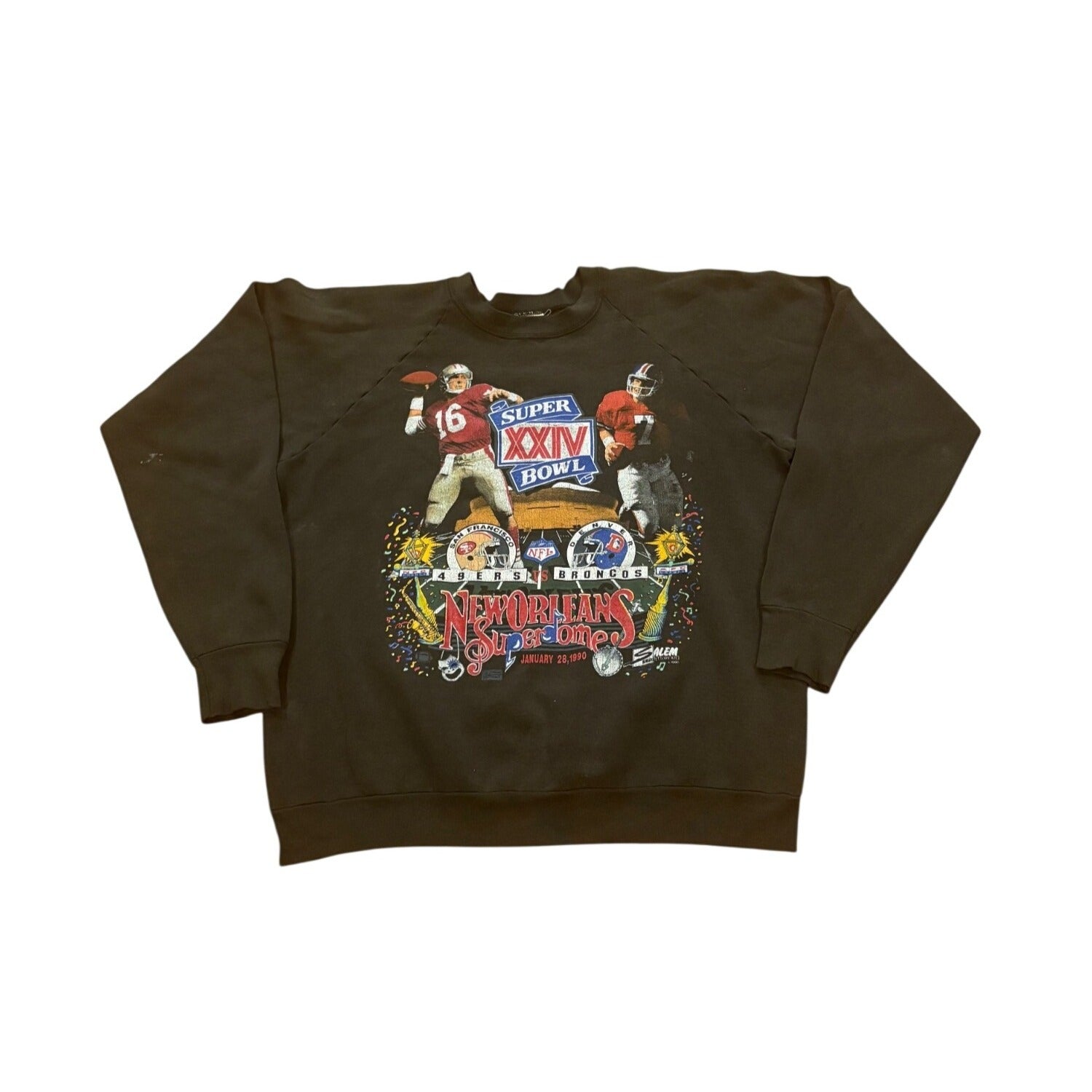 Vintage Salem Sportswear Super Bowl XXIV 49ers vs Broncos Matchup Sweatshirt 2XL