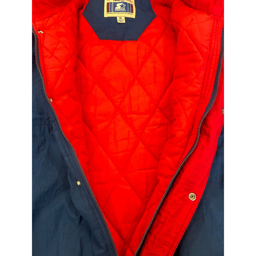 Vintage 1990's Starter New England Patriots Blue Puffer Hoodie Jacket Men's XL