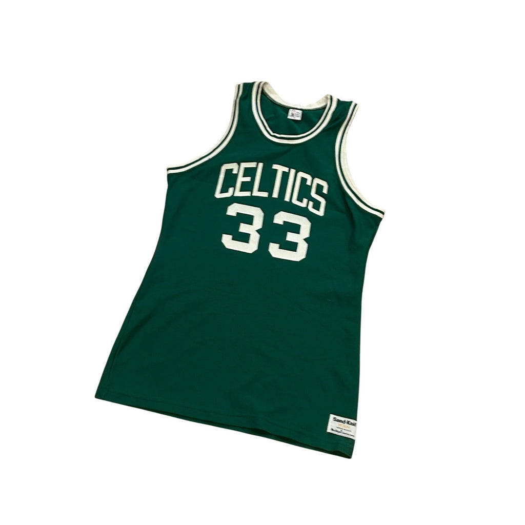 Vintage 1980's Sand-Knit Boston Celtics Larry Bird #33 NBA Jersey Green Medium