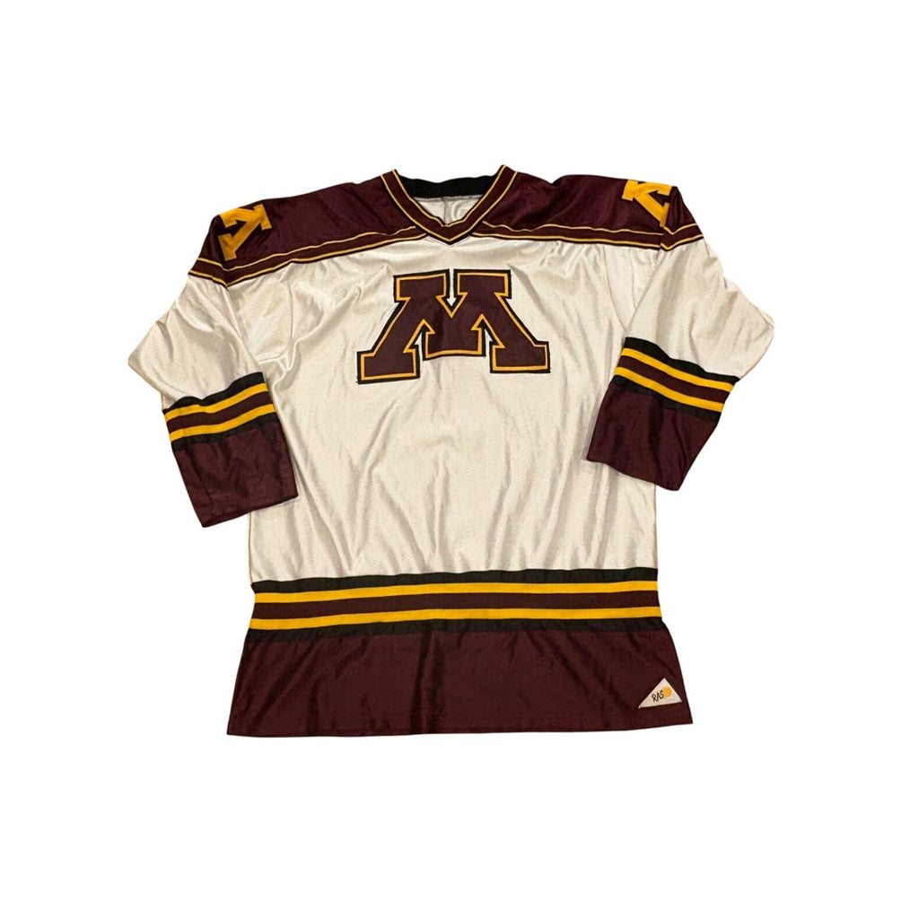 Vintage 90s Minnesota Golden Gophers NCAA Hockey Jersey RAS Made in USA Men's XL