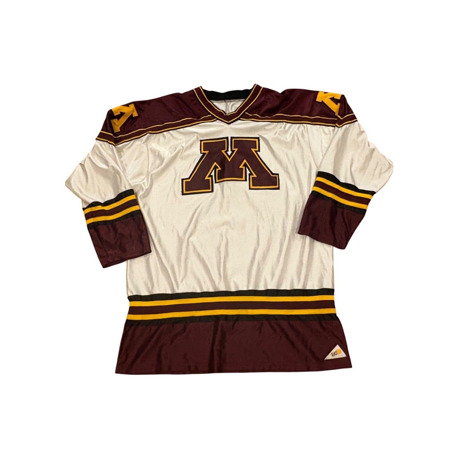 Vintage 90s Minnesota Golden Gophers NCAA Hockey Jersey RAS Made in USA Men's XL