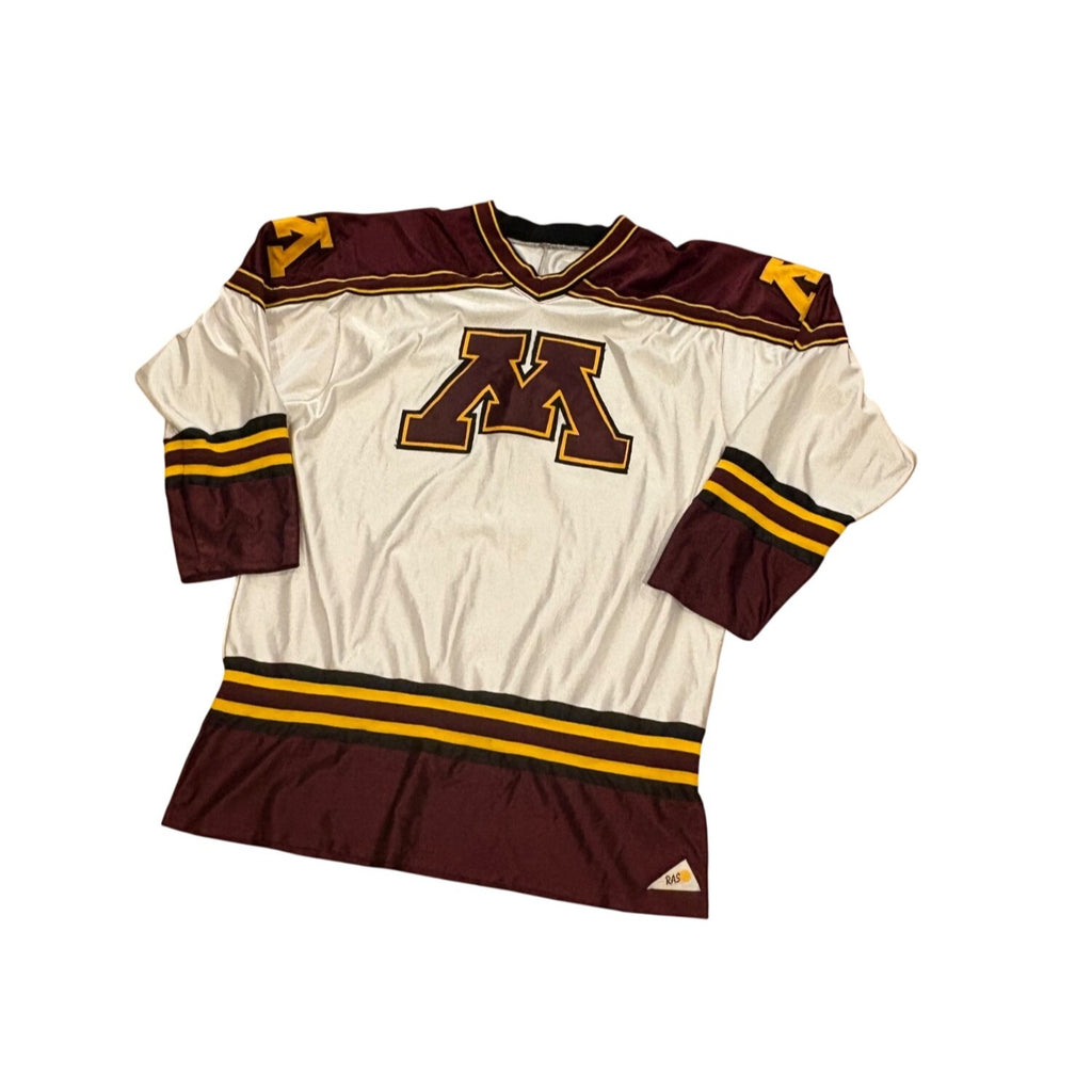 Vintage 90s Minnesota Golden Gophers NCAA Hockey Jersey RAS Made in USA Men's XL