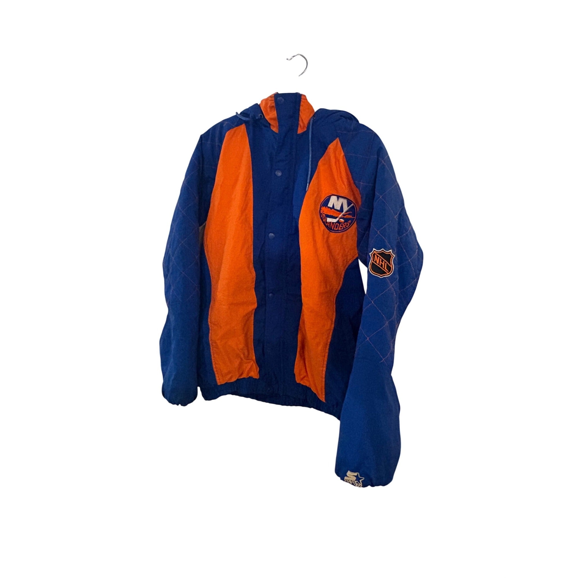 Vintage 90s Starter New York Islanders NHL Full Zip Hooded Puffer Jacket Size XL
