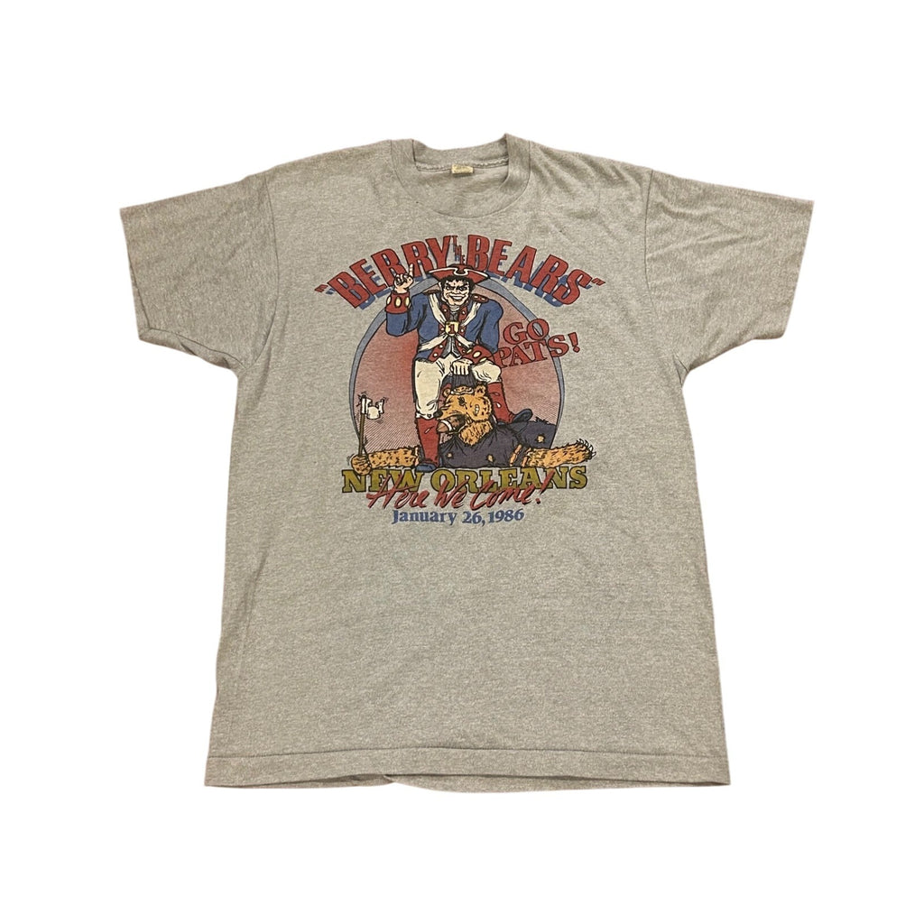 Vintage 1986 New England Patriots Berry the Bears Super Bowl XX T-Shirt Men's XL