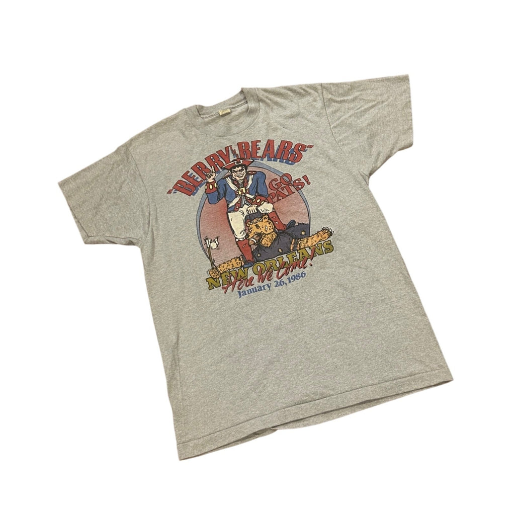 Vintage 1986 New England Patriots Berry the Bears Super Bowl XX T-Shirt Men's XL
