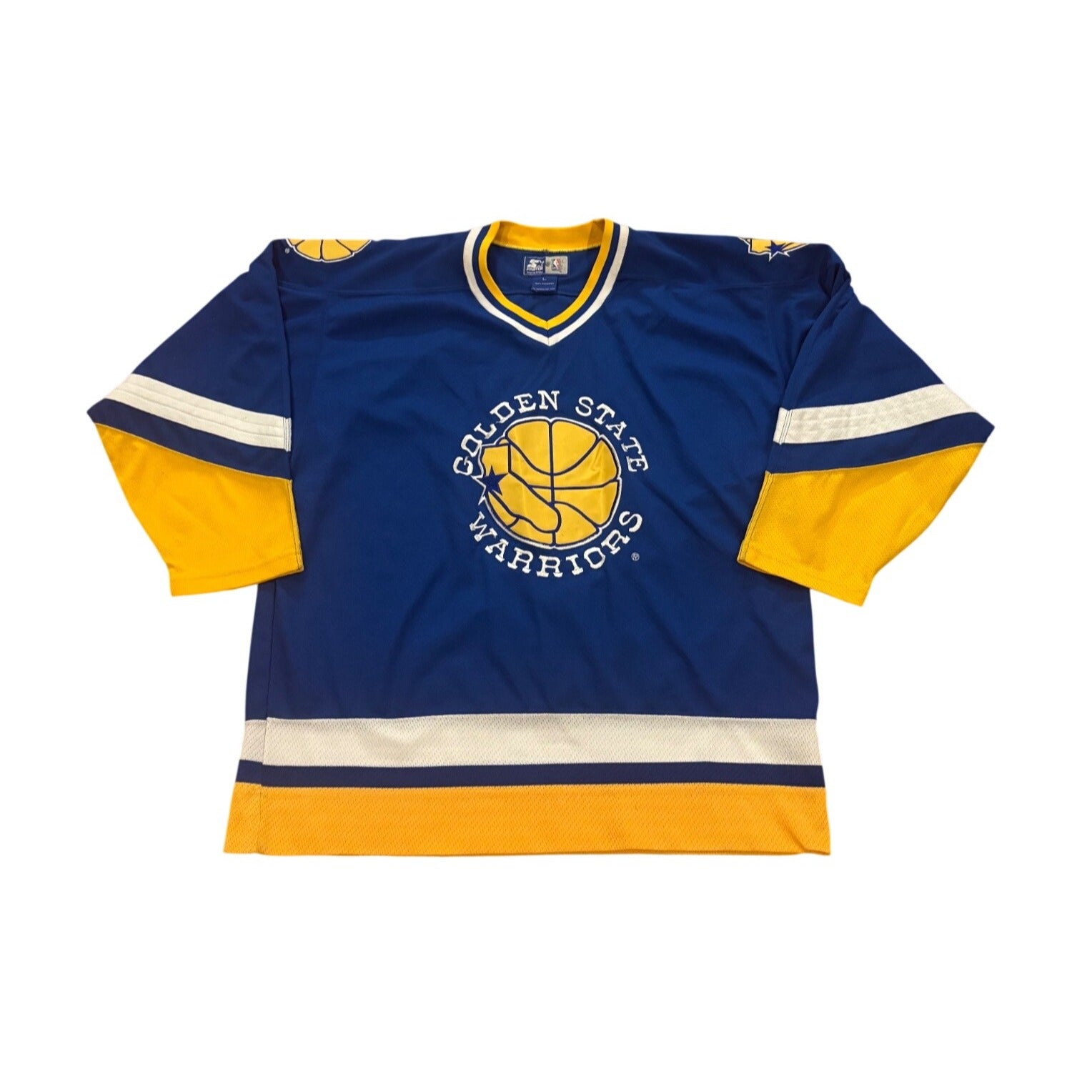 Vintage 90s Starter Golden State Warriors NBA Basketball Hockey Jersey Men's L