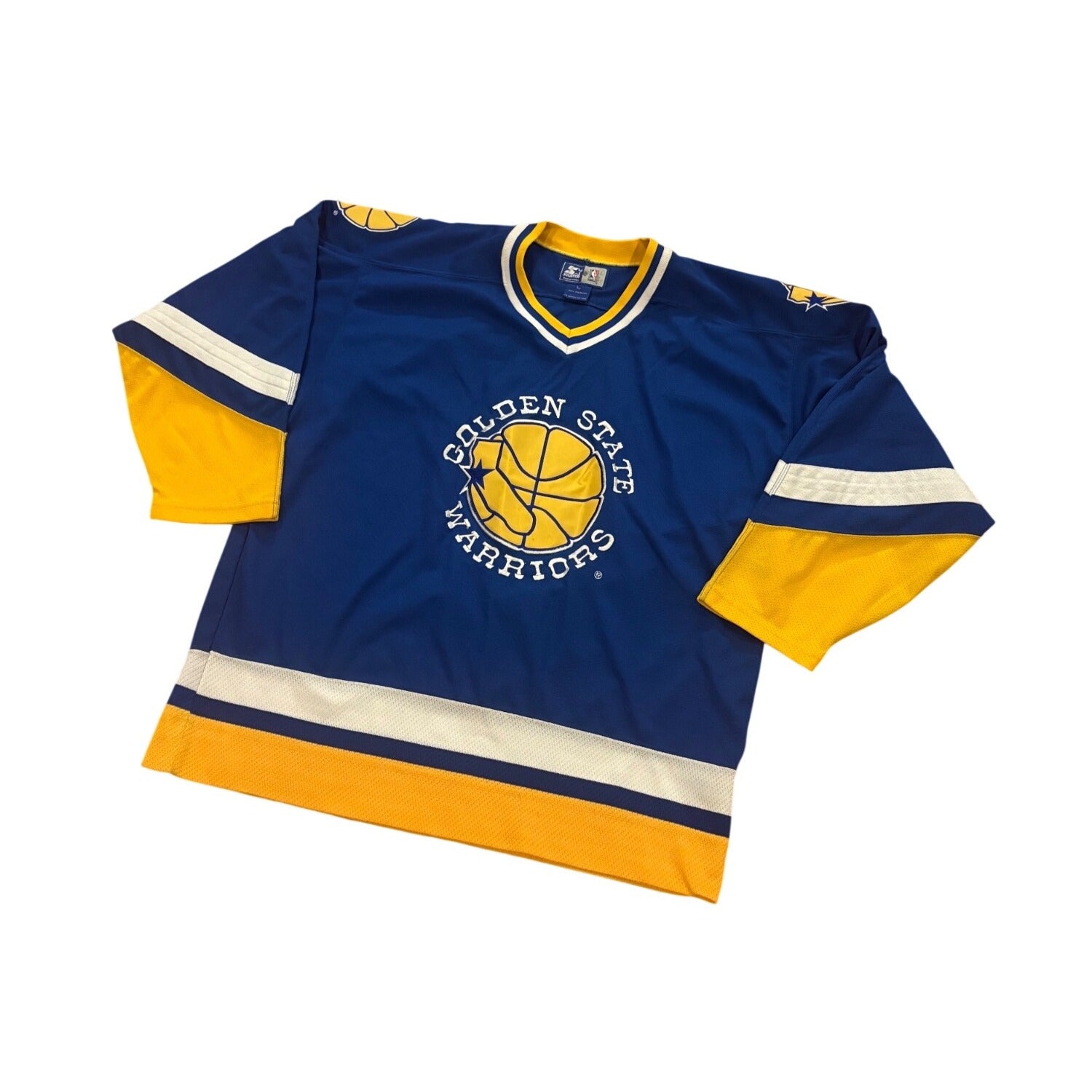 Vintage 90s Starter Golden State Warriors NBA Basketball Hockey Jersey Men's L