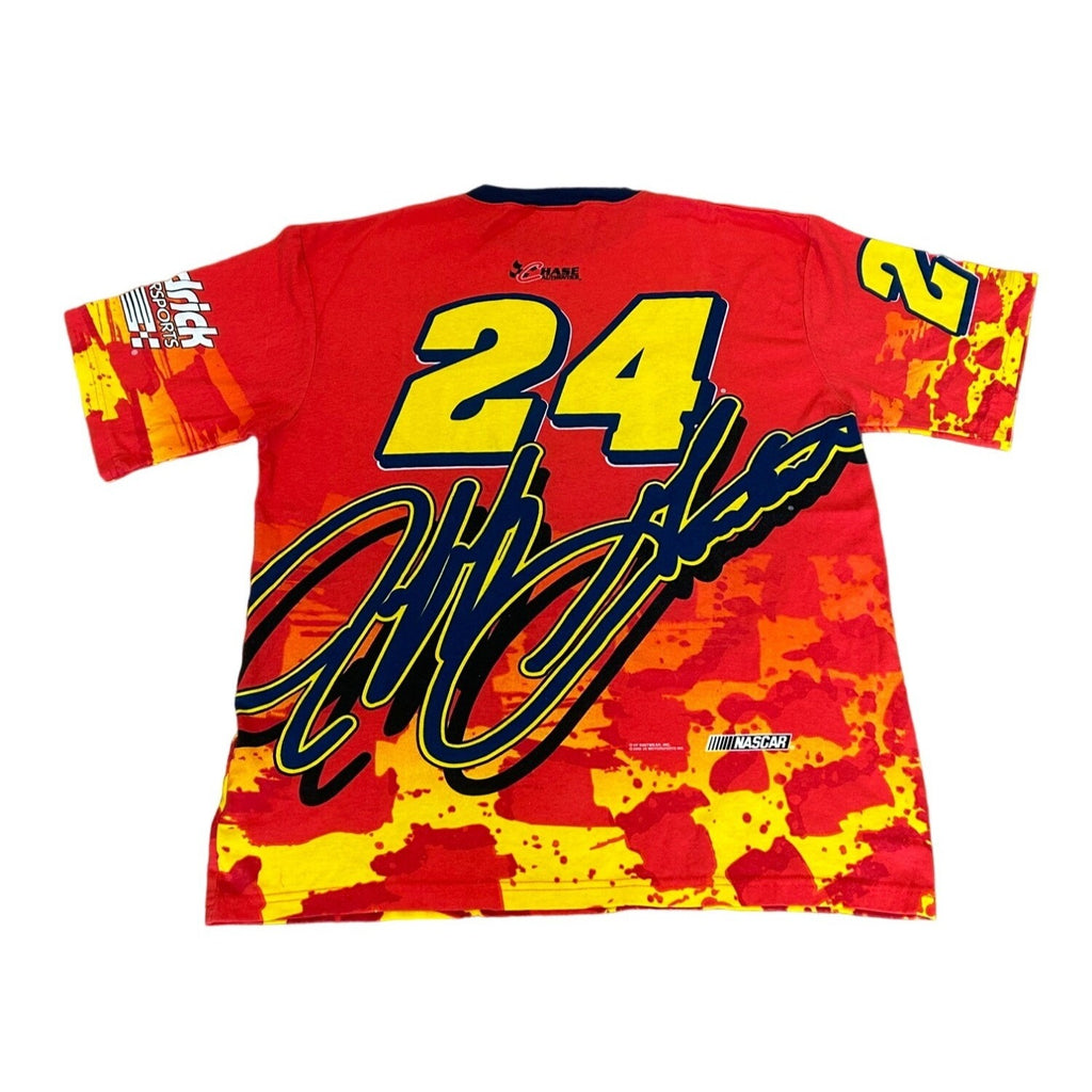 Vtg Y2K Chase Authentics Jeff Gordon Nascar All Over Print AOP T-Shirt Men's L