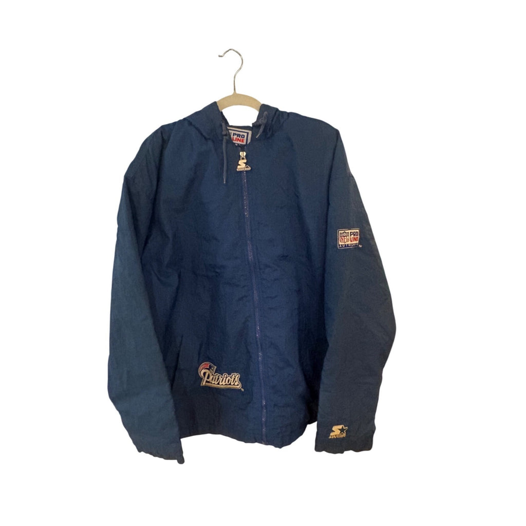 Vintage 90s Starter New England Patriots NFL Pro Line Full Zip Hooded Jacket L