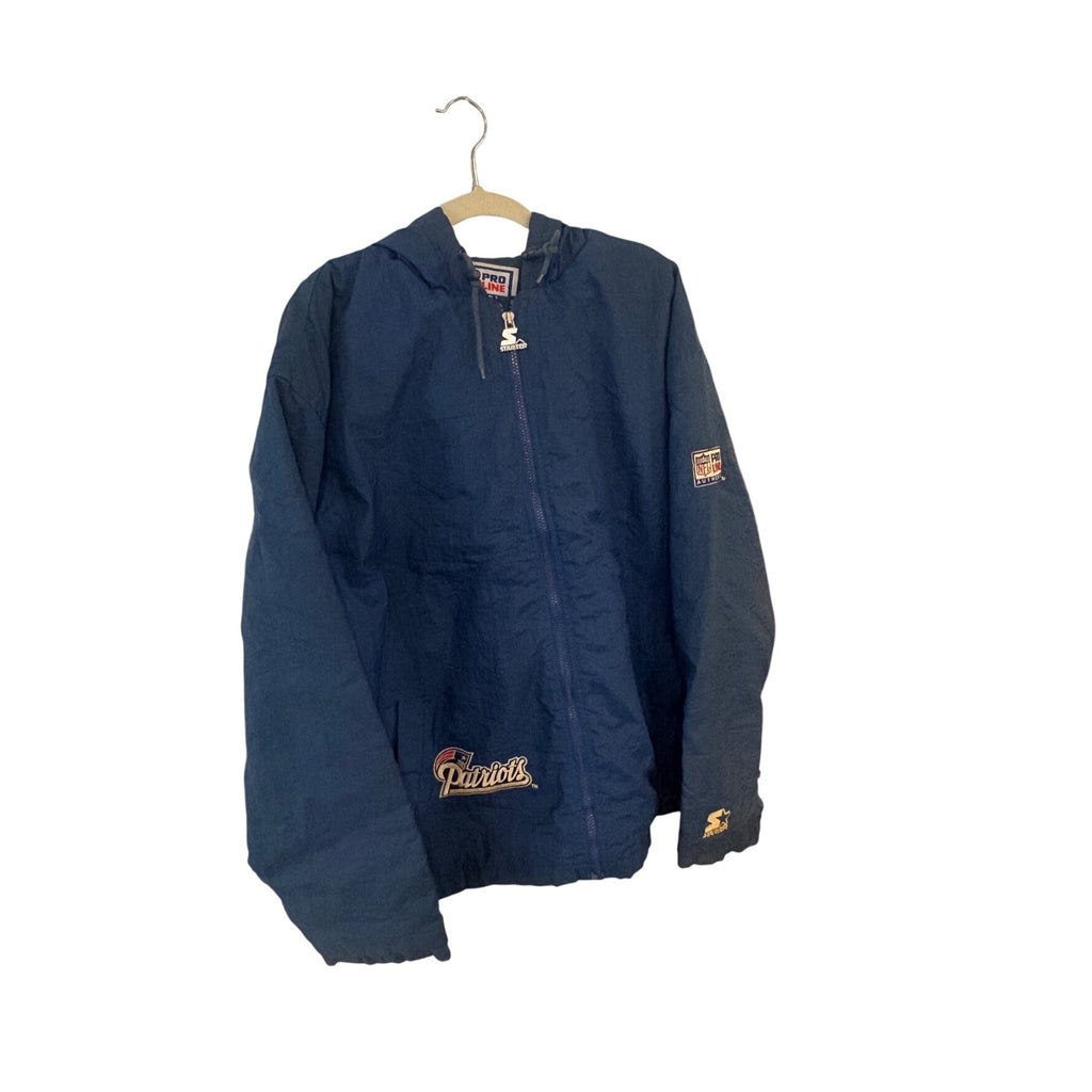Vintage 90s Starter New England Patriots NFL Pro Line Full Zip Hooded Jacket L