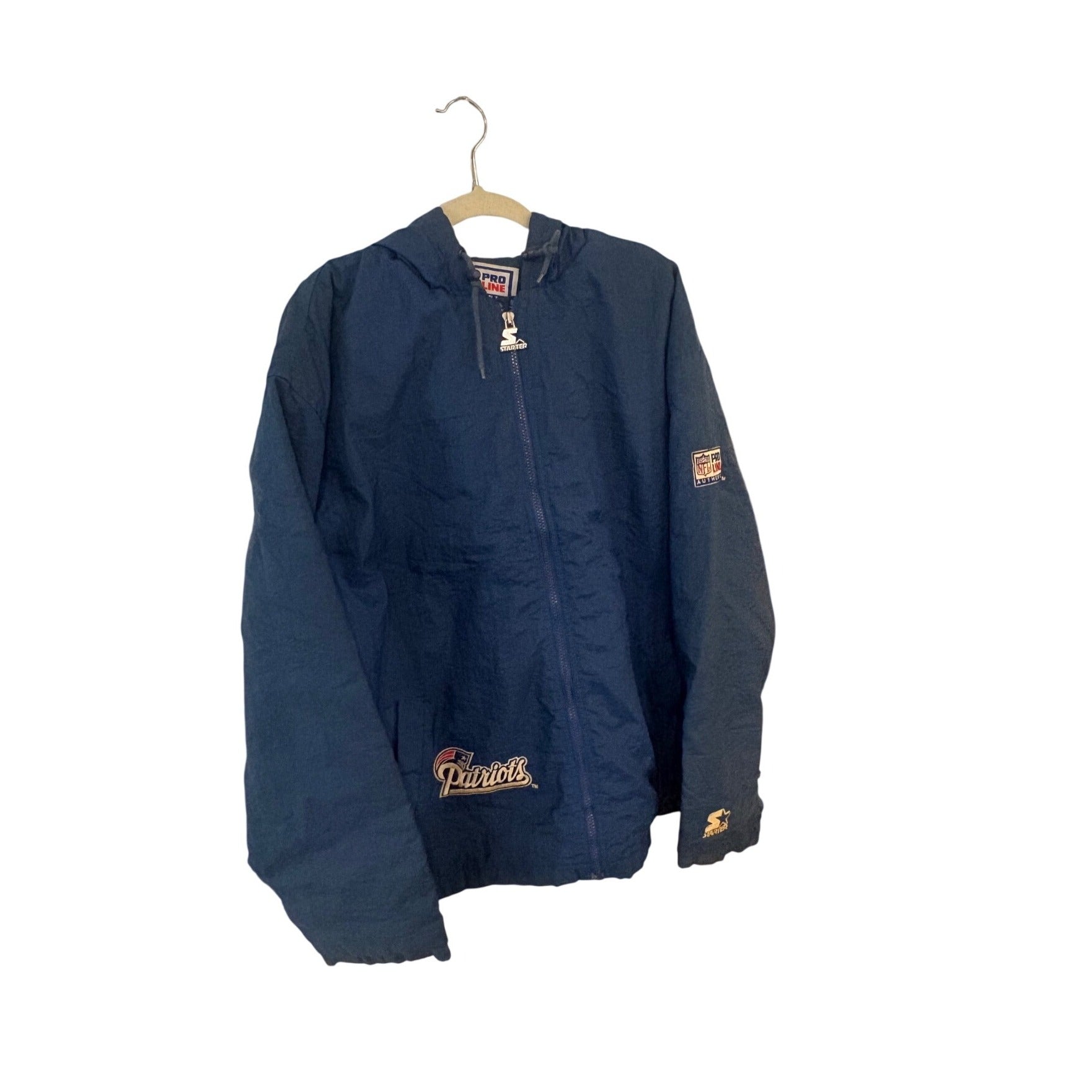 Vintage 90s Starter New England Patriots NFL Pro Line Full Zip Hooded Jacket L