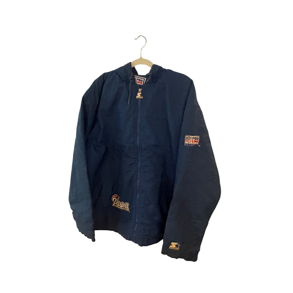 Vintage 90s Starter New England Patriots NFL Pro Line Full Zip Hooded Jacket L