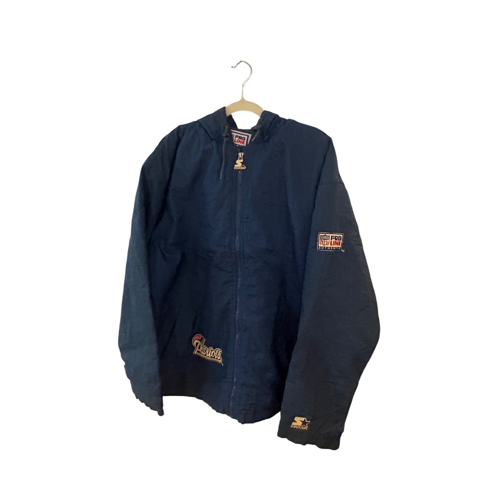 Vintage 90s Starter New England Patriots NFL Pro Line Full Zip Hooded Jacket L