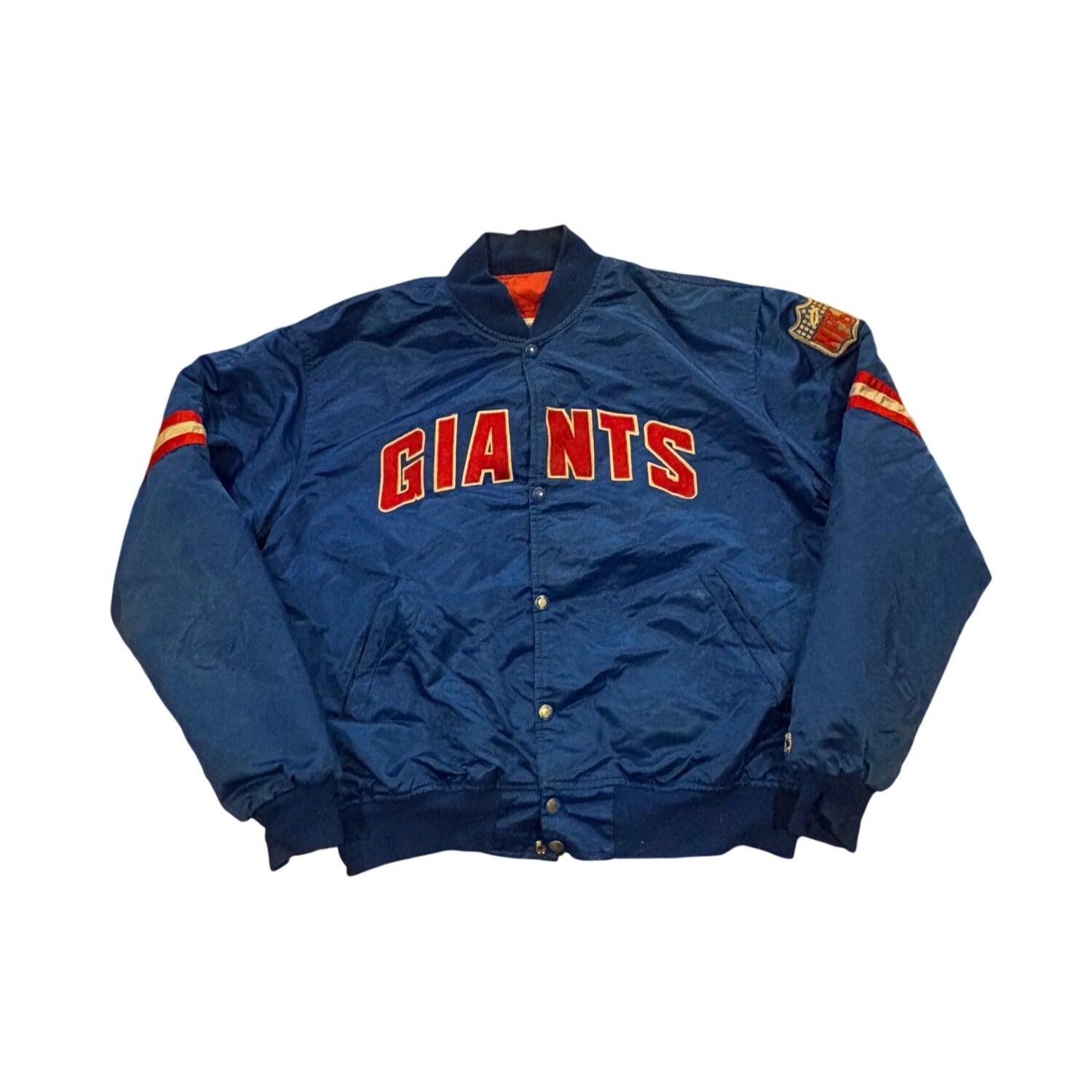 Vintage 80s Starter New York Giants NFL Satin Bomber Jacket Blue Men's XL