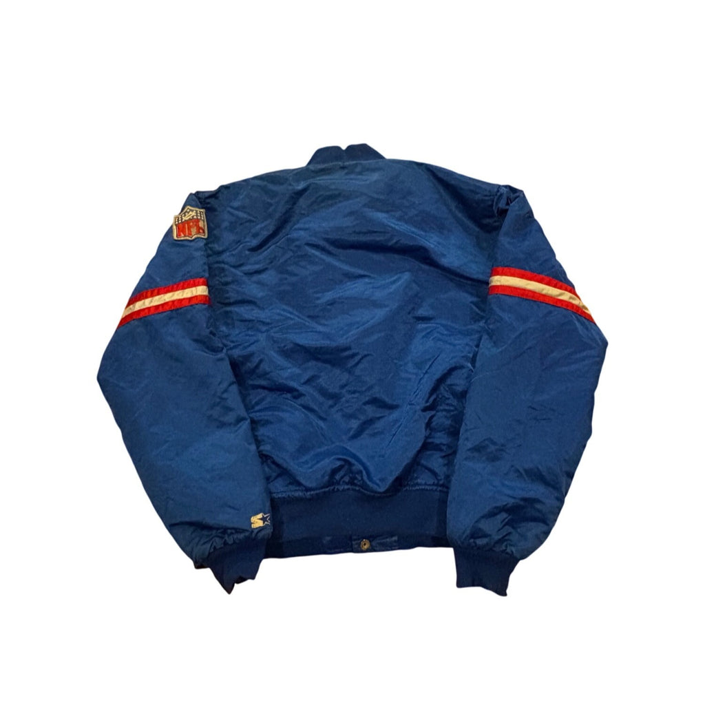 Vintage 80s Starter New York Giants NFL Satin Bomber Jacket Blue Men's XL