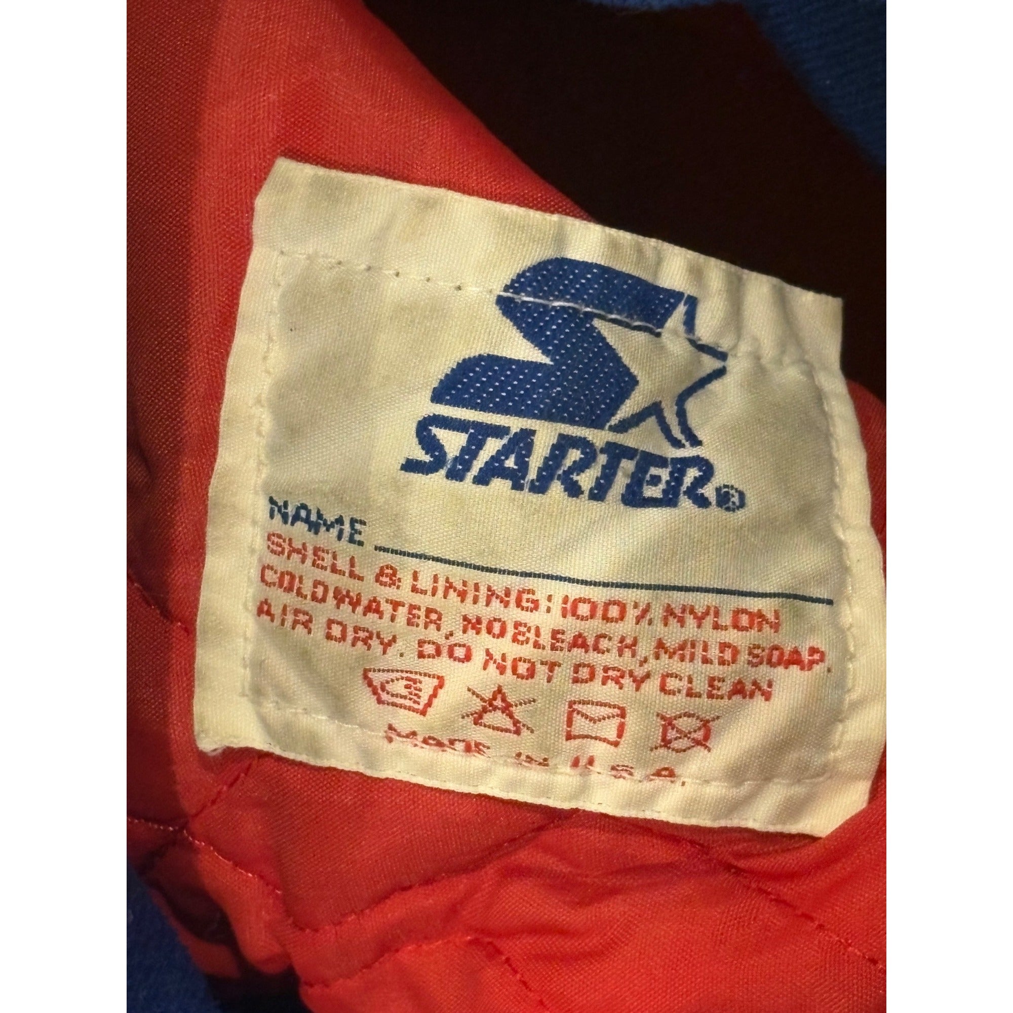 Vintage 80s Starter New York Giants NFL Satin Bomber Jacket Blue Men's XL