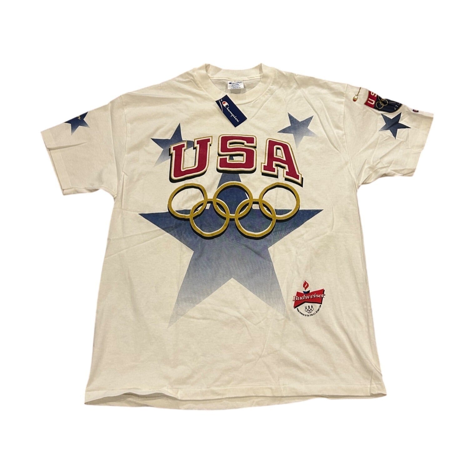 Vintage 1996 Champion USA Atlanta Olympics Single Stitch T-Shirt Men's XL NWT