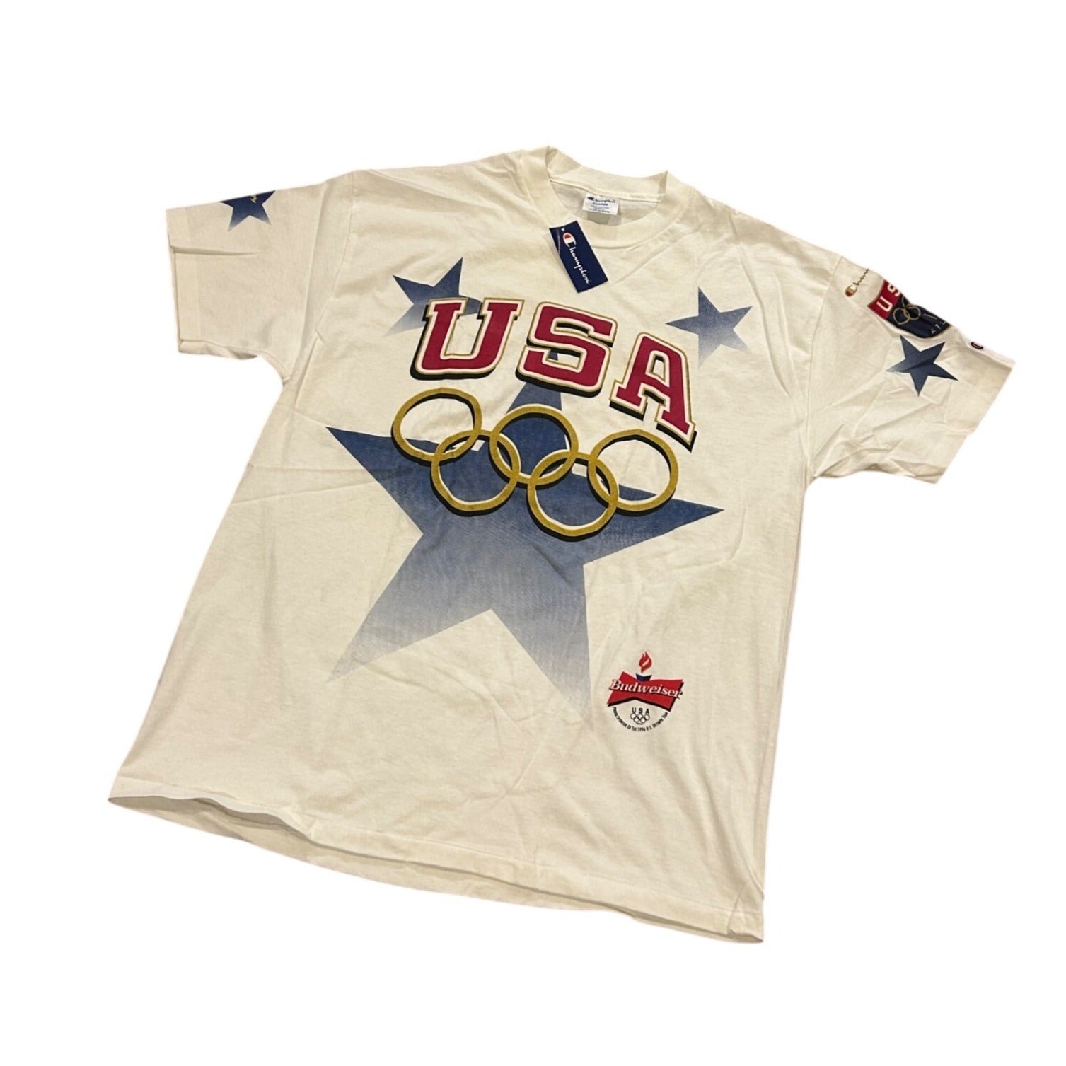 Vintage 1996 Champion USA Atlanta Olympics Single Stitch T-Shirt Men's XL NWT