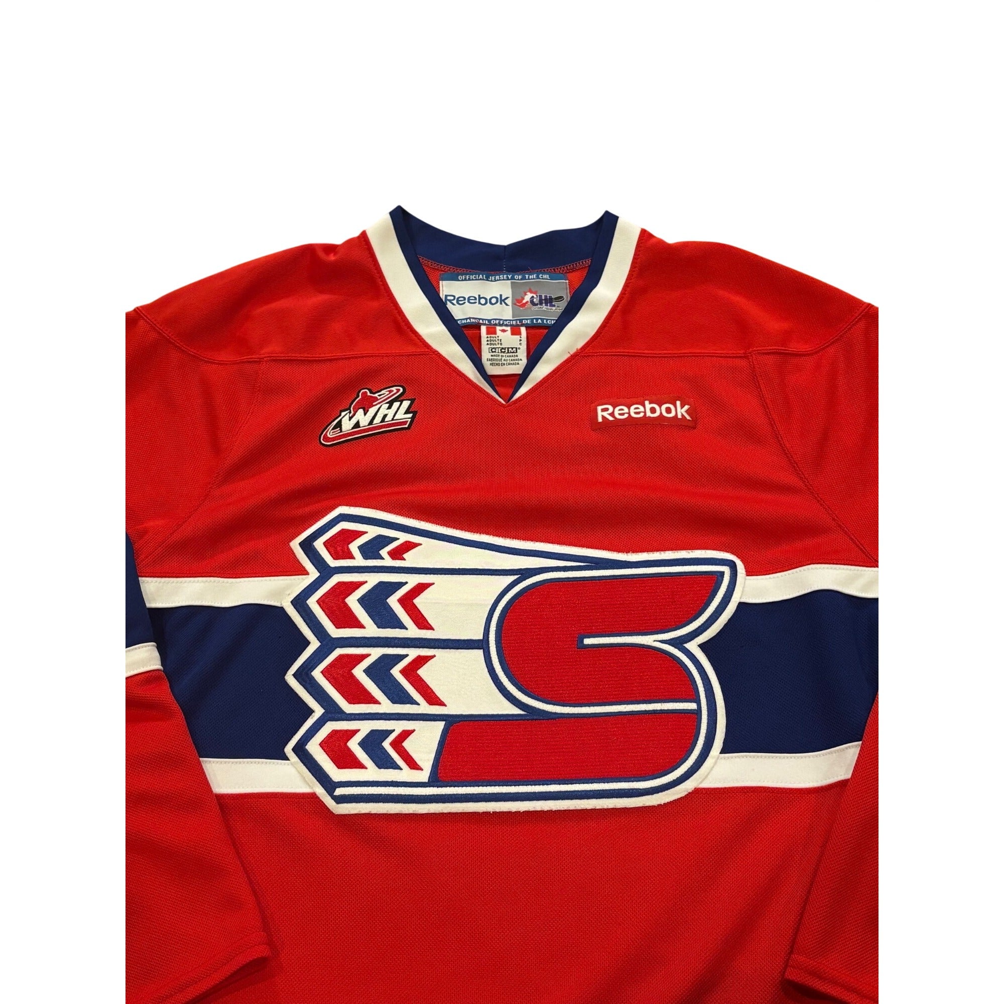 Reebok Spokane Chiefs WHL Hockey Jersey CHL Stitched Red Men's Small