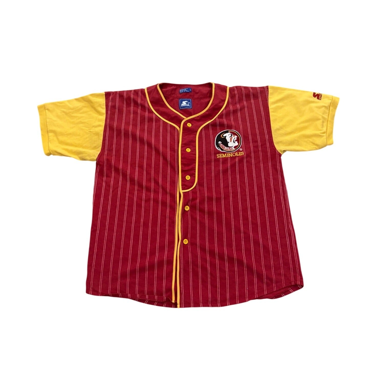 Vintage 90s Starter Florida State Seminoles Button Down Baseball Jersey Men's L