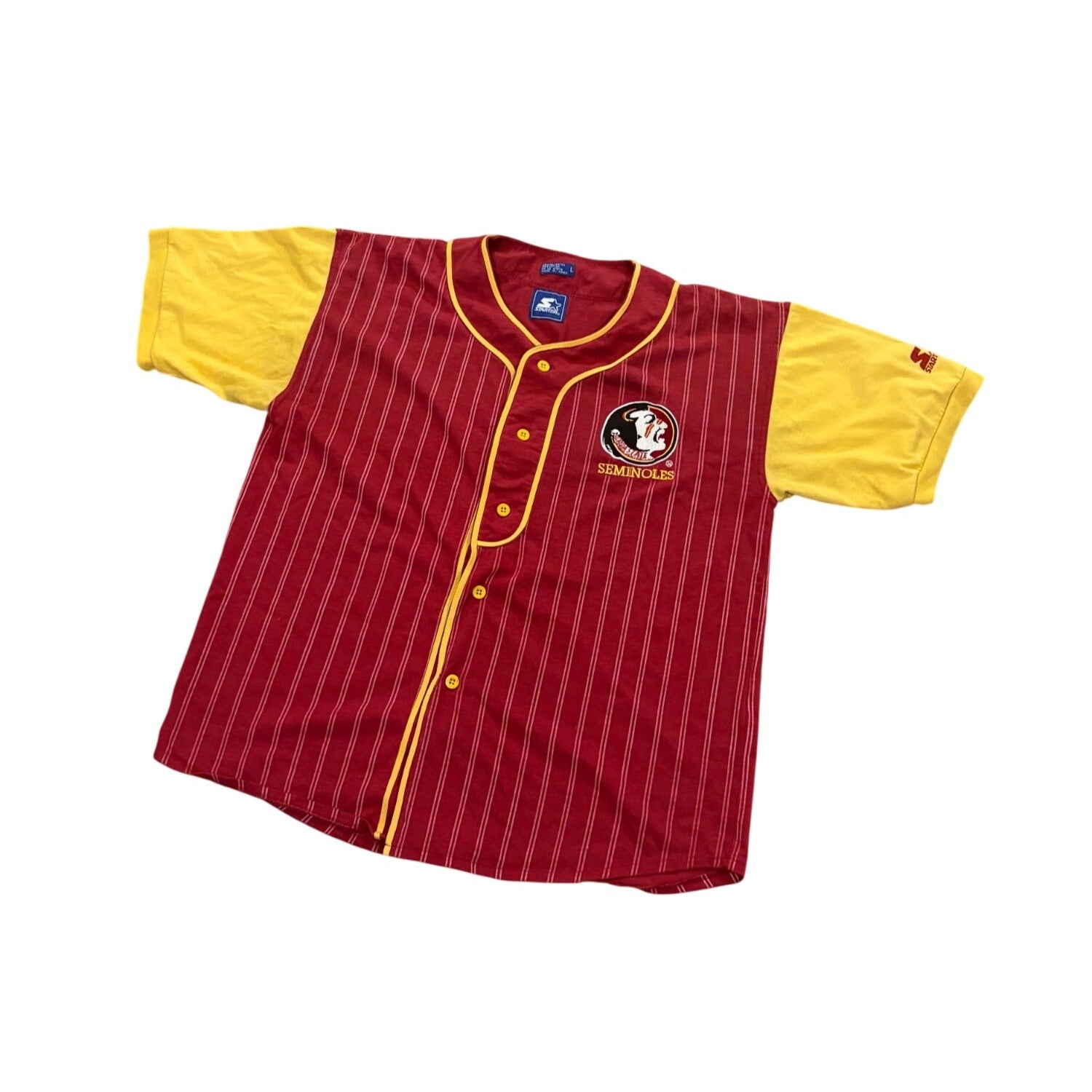 Vintage 90s Starter Florida State Seminoles Button Down Baseball Jersey Men's L