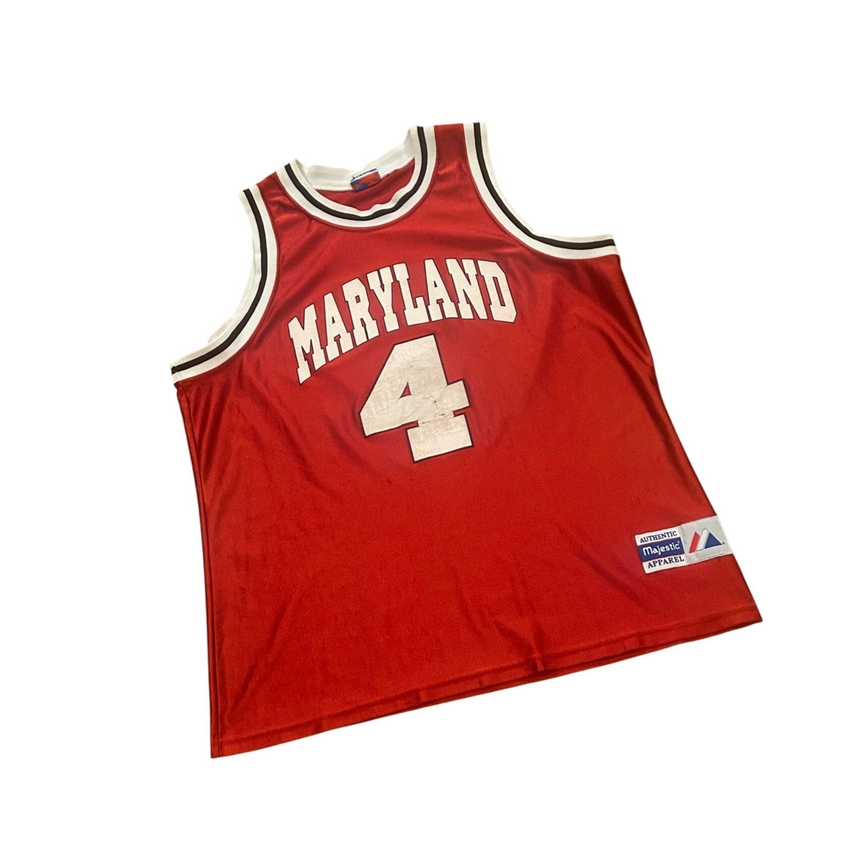Vintage 1990's Maryland Terrapins Majestic NCAA Basketball Jersey Red Men's XL