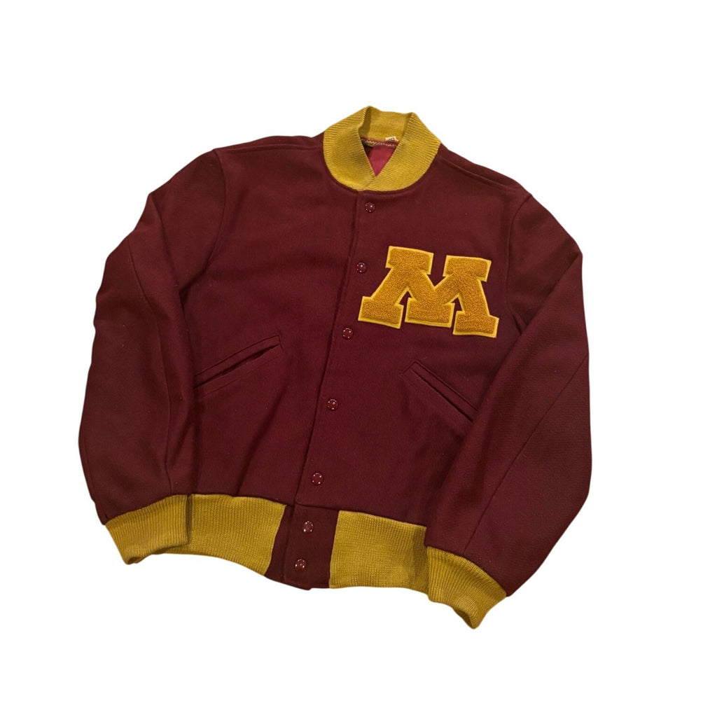 True Vintage 60s Minnesota Golden Gophers Wool Varsity Letterman Jacket Men's 38