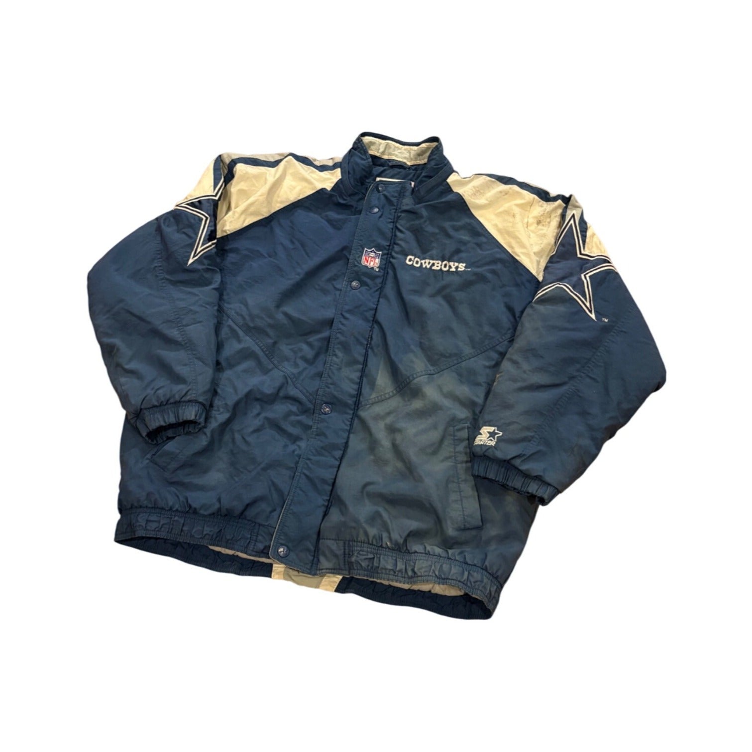 Vintage Starter Dallas Cowboys NFL Pro Line Puffer Jackets Men's 2XL Has Flaws