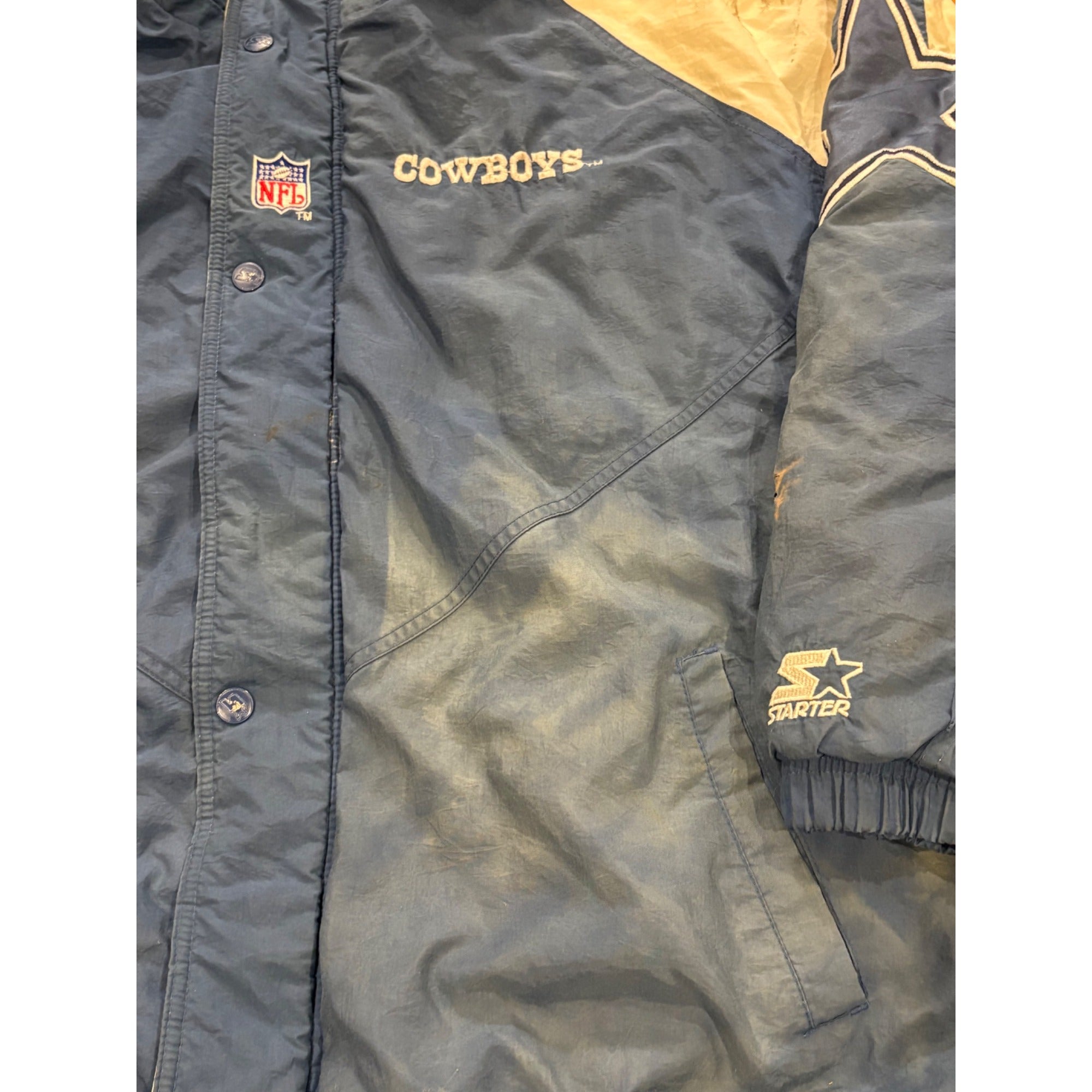 Vintage Starter Dallas Cowboys NFL Pro Line Puffer Jackets Men's 2XL Has Flaws