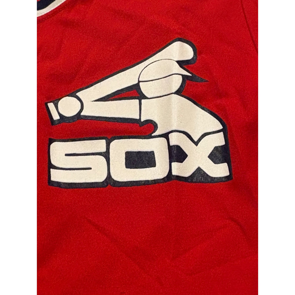 Rare Vintage 80s Sand-Knit Chicago White Sox Red Pullover MLB Baseball Jersey Lg