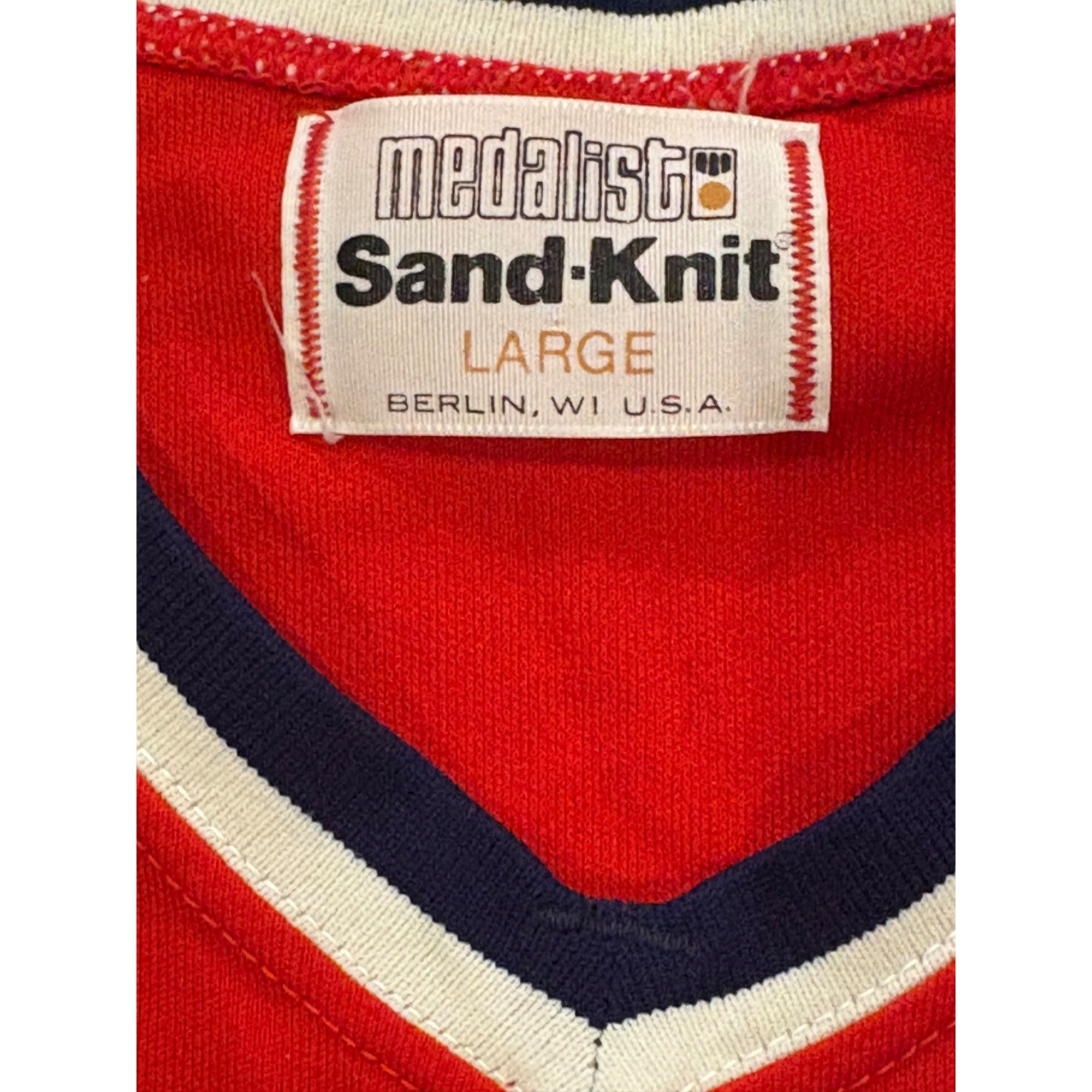 Rare Vintage 80s Sand-Knit Chicago White Sox Red Pullover MLB Baseball Jersey Lg