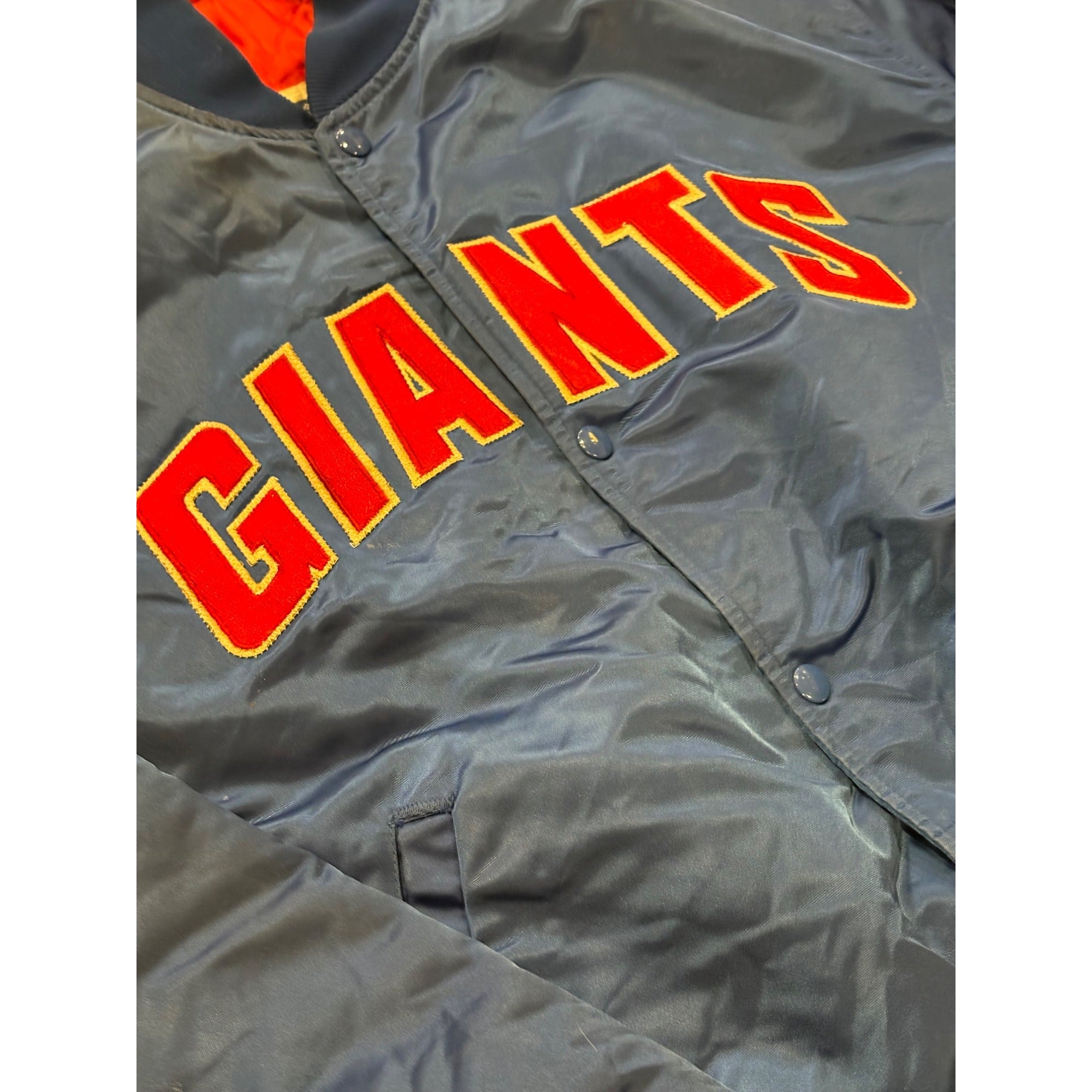 Vintage 1980's Starter New York Giants NFL Satin Bomber Jacket Blue Men's XL