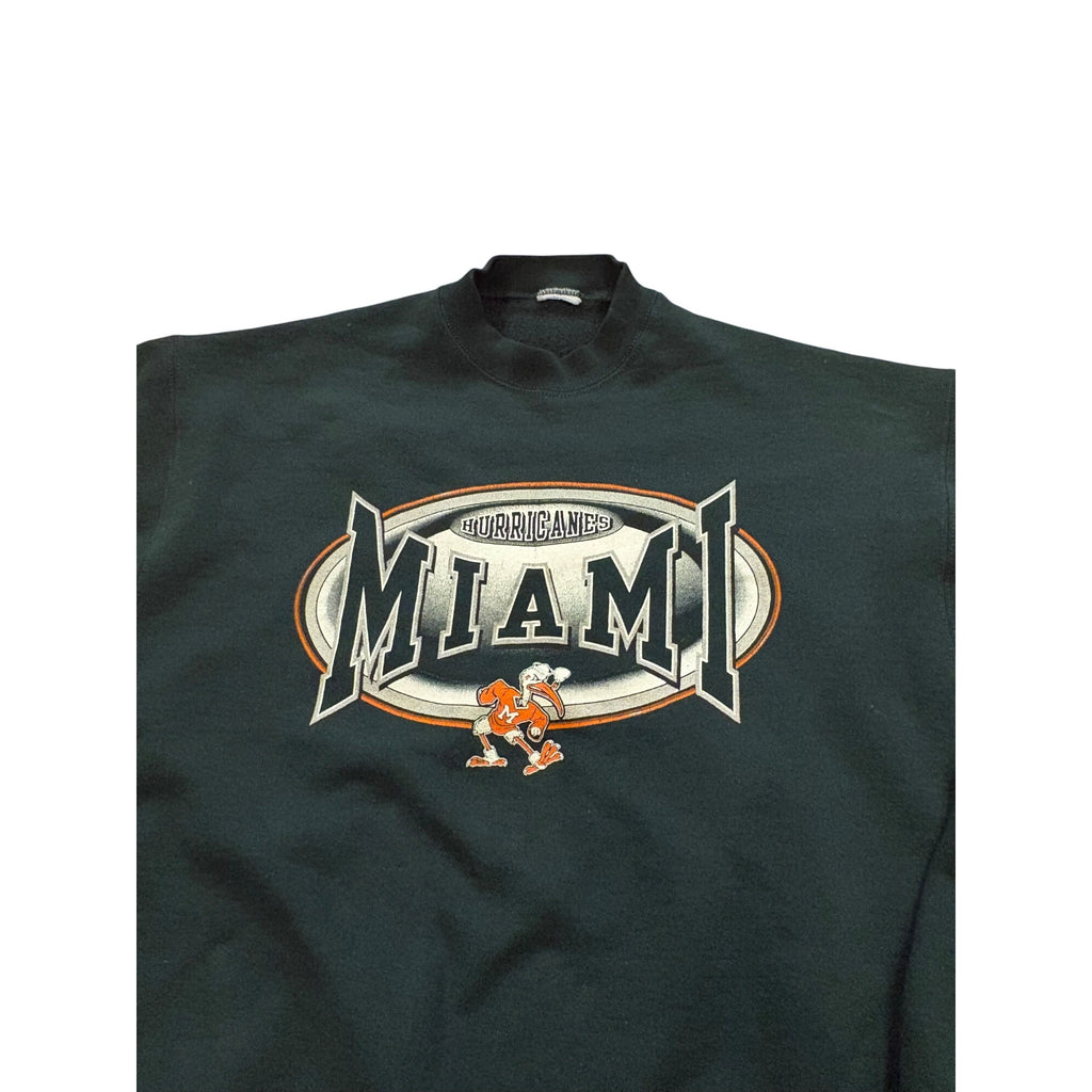 Vintage 90s Miami Hurricanes Crewneck Sweatshirt NCAA Green Men's Size XL
