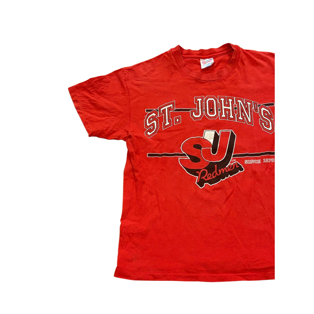 Vintage 90's St. John's Redmen Hanes Single Stitch T-Shirt Red Men's Large