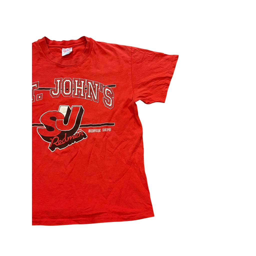 Vintage 90's St. John's Redmen Hanes Single Stitch T-Shirt Red Men's Large