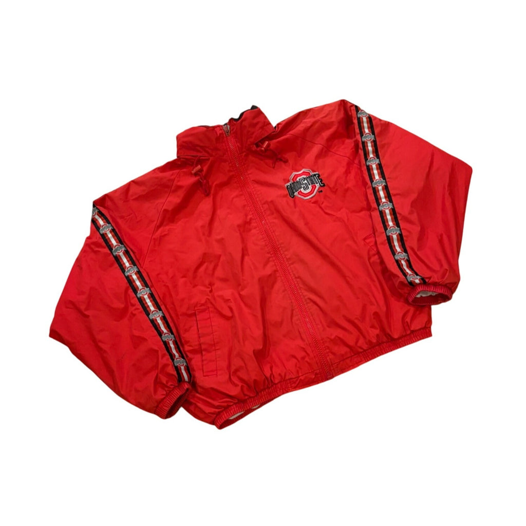 Vintage 1990's Pro Player Ohio State Buckeyes Hooded Windbreaker Jacket Men's XL