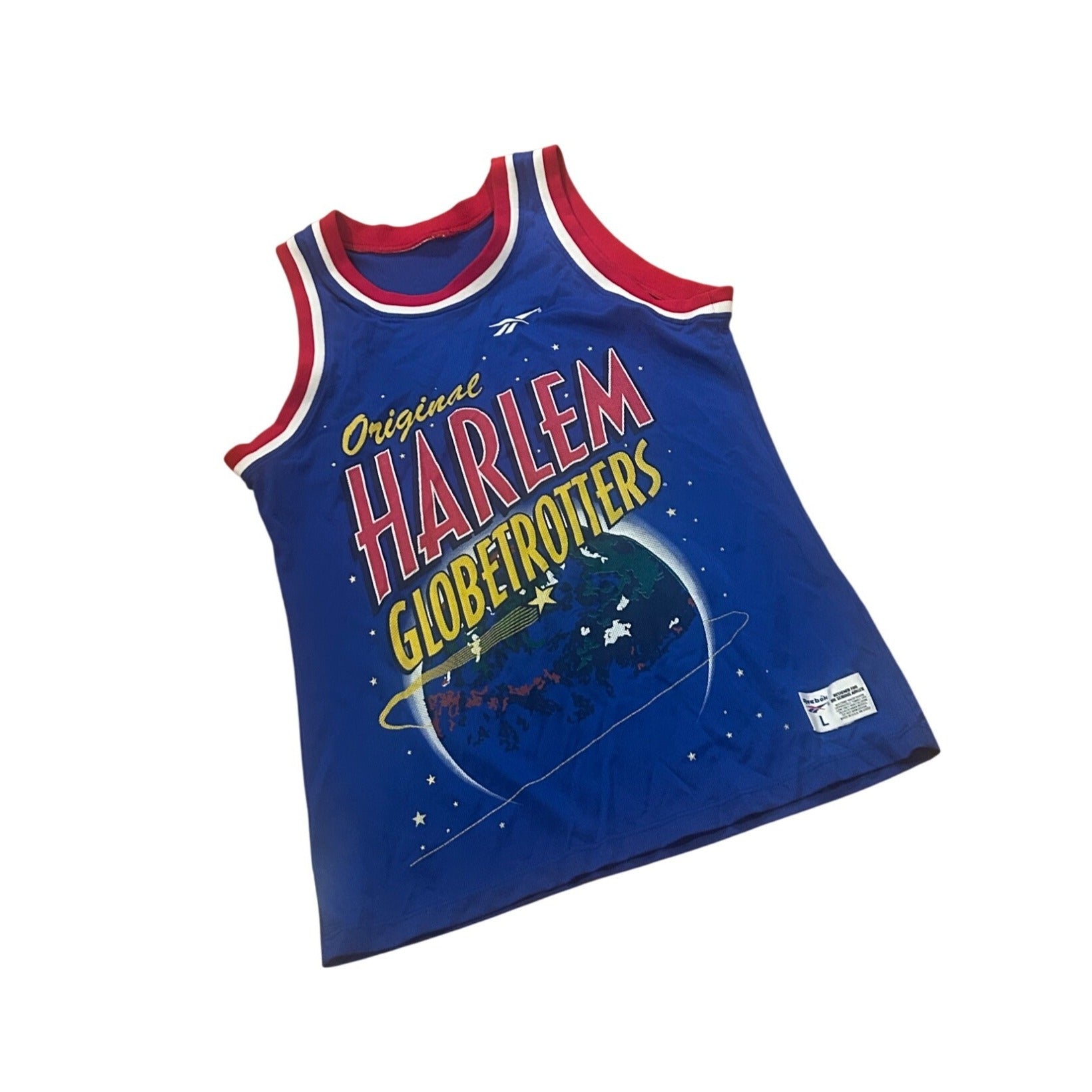 Reebok Original Harlem Globetrotters Basketball Jersey Blue Men's Large