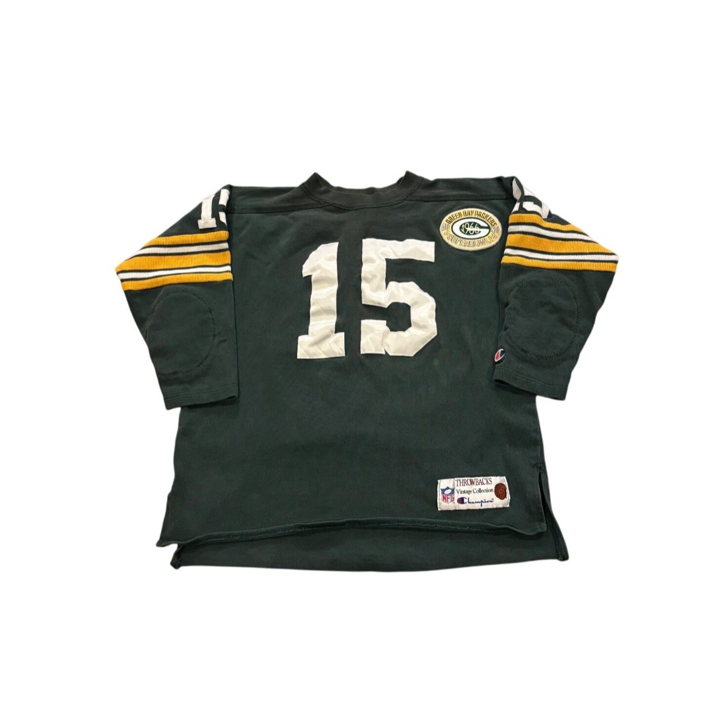 Vintage Champion Throwbacks Green Bay Packers Bart Starr #15 Sweatshirt Jersey L