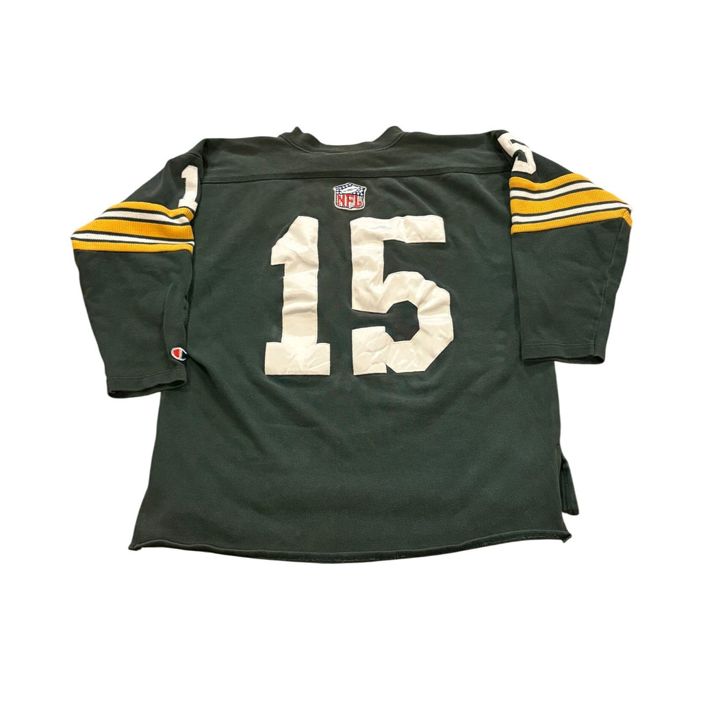Vintage Champion Throwbacks Green Bay Packers Bart Starr #15 Sweatshirt Jersey L