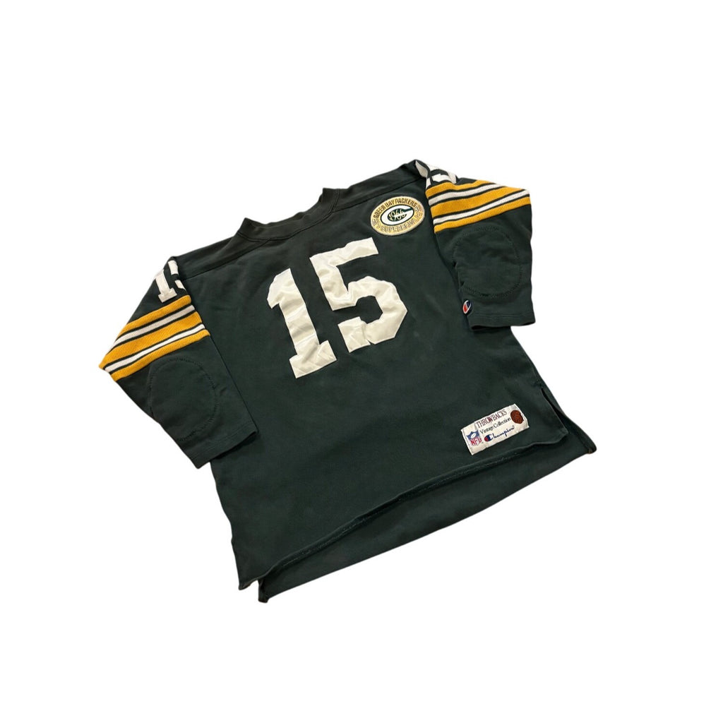 Vintage Champion Throwbacks Green Bay Packers Bart Starr #15 Sweatshirt Jersey L