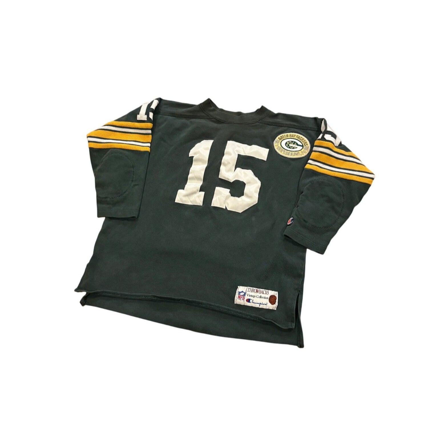 Vintage Champion Throwbacks Green Bay Packers Bart Starr #15 Sweatshirt Jersey L